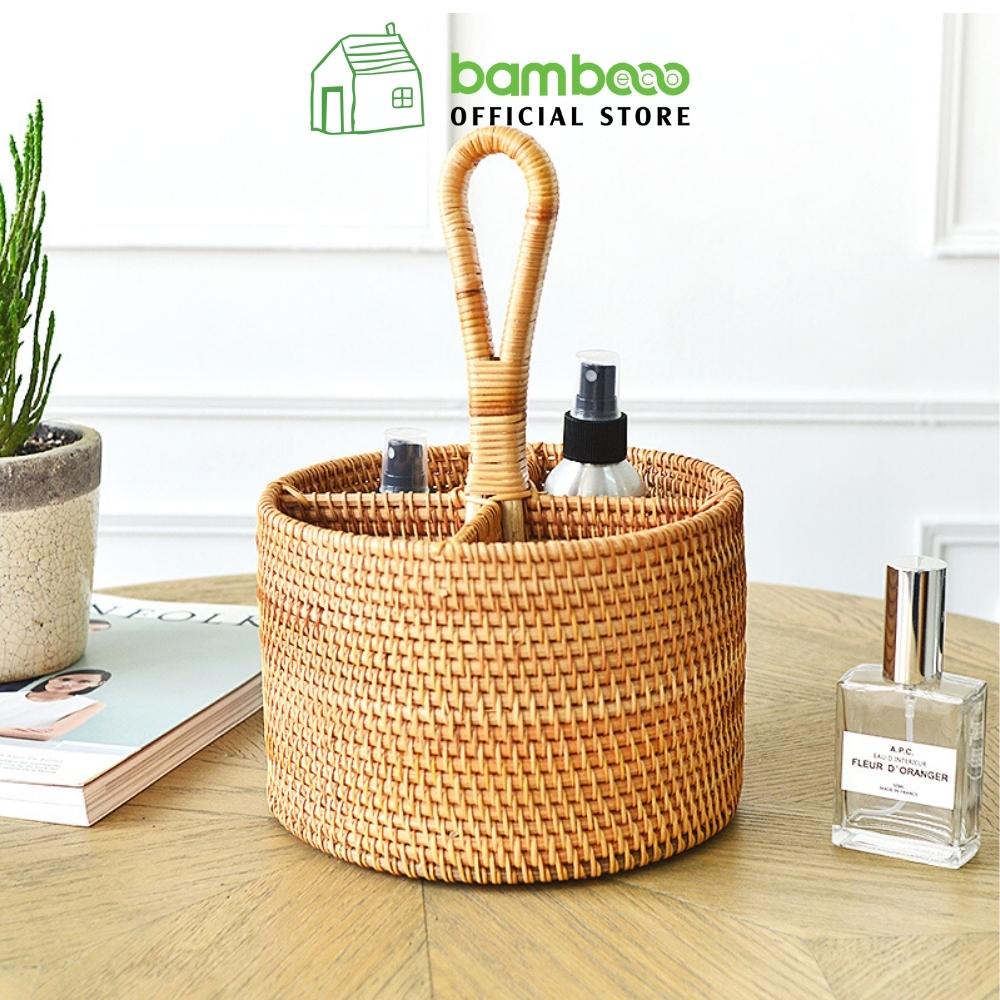 Hộp đựng đũa thia mây tre đan BAMBOOO ECO kệ để đồ nhà bếp , để điều khiển , để đồ đa năng trong phòng khách phòng bếp