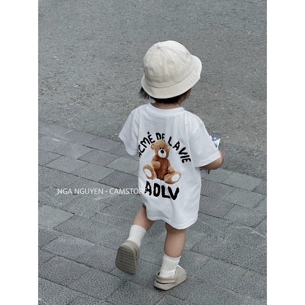 Áo phông cho bé  ADLV teddy bear , áo thun tay lỡ cho bé, Áo thun gia đình, Áo thun mẹ và bé chất liệu cotton ,TP KIDs