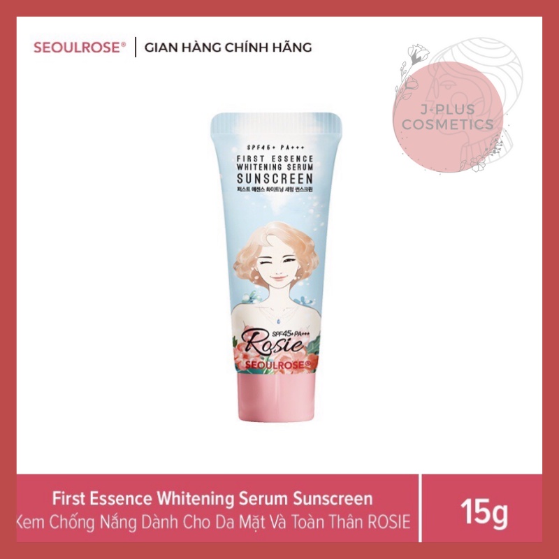 [Size du lịch] Kem Chống Nắng Seoul Rose Rosie First Essence Whitening Serum Sunscreen SPF45 PA+++ 15ml