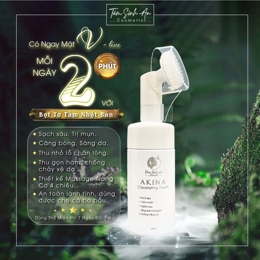 Sữa Rửa Mặt Tạo Bọt Nano Bạc AKINA - 2 Phút Sạch Sâu, Giảm Mụn, Mát Dịu, Kiểm Soát Da Dầu Nhờn - Tâm Sinh An Cosmetic | BigBuy360 - bigbuy360.vn