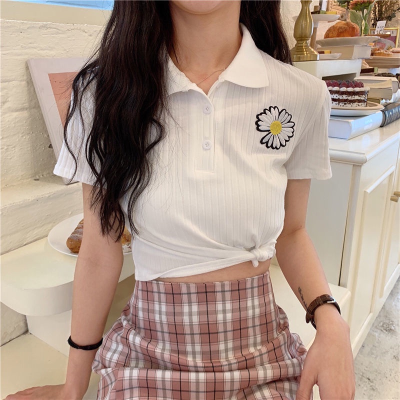 Áo Thun Polo Ngắn Tay Thời Trang Đơn Giản Dễ Phối Đồ Cho Nữ