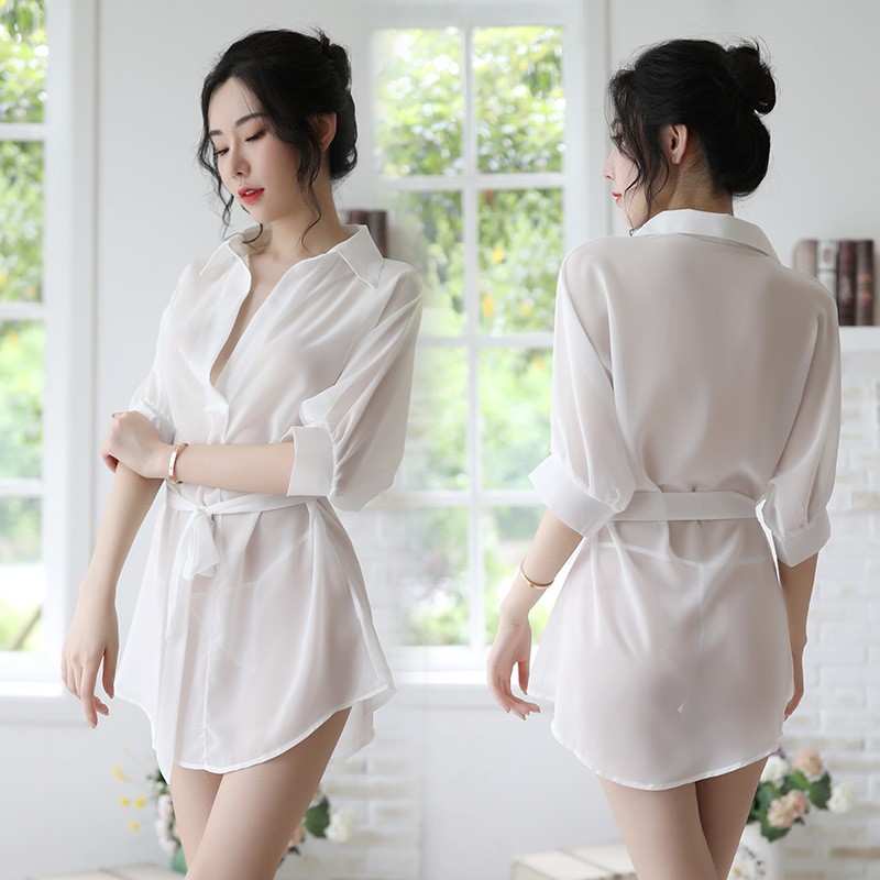 Áo Sơ Mi Mỏng Manh Xuyên Thấu Gợi Cảm Chất Liệu Voan Mịn