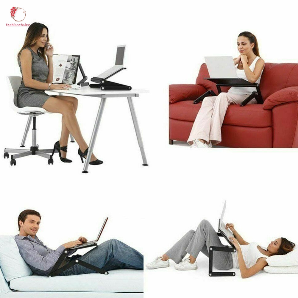 Adjustable Laptop Folding Desk Table Tray Bed Mouse Holder with Fans for Home