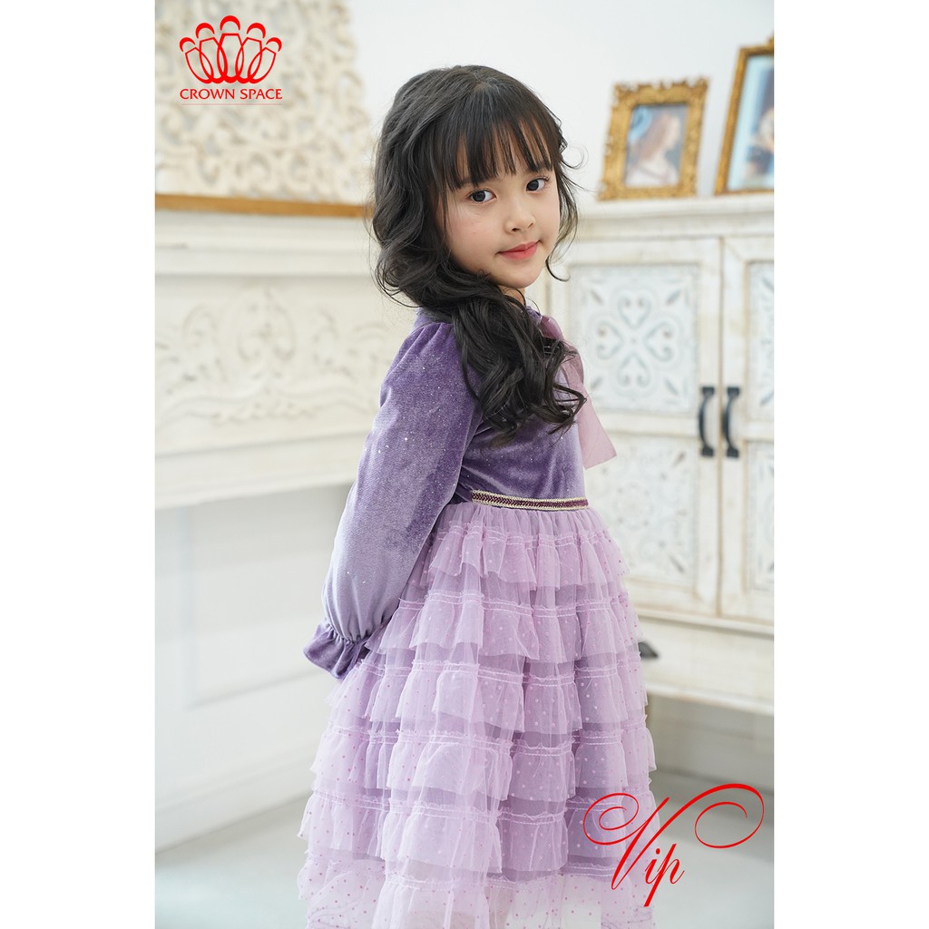 Váy Nhung Công Chúa Cho Bé Gái Crown Space Cao Cấp CKGL6802205 Size 10 - 35kg