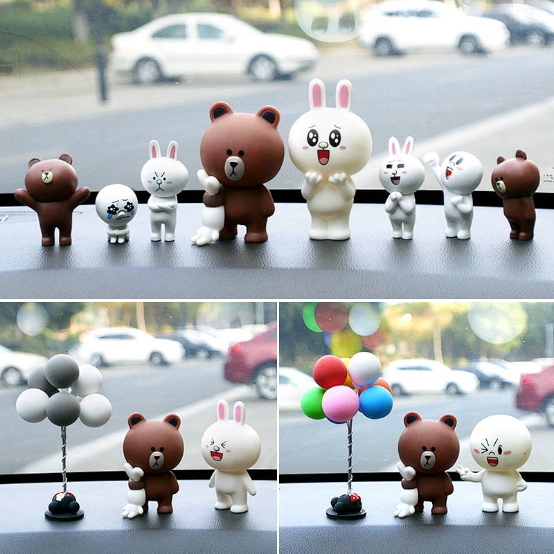 Mô hình búp bê Line dễ thương trang trí nội thất xe ô tô phong cách Hàn Quốc
