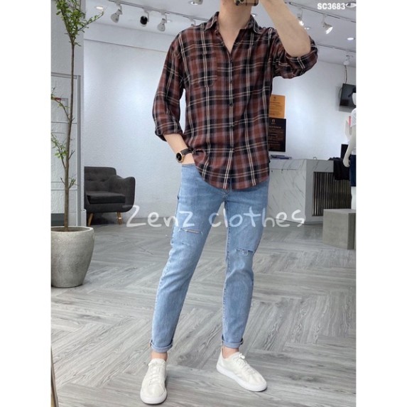 SƠMI NAM TAY DÀI NHIỀU MÀU - SỌC CARO NAM - Hàng mới về