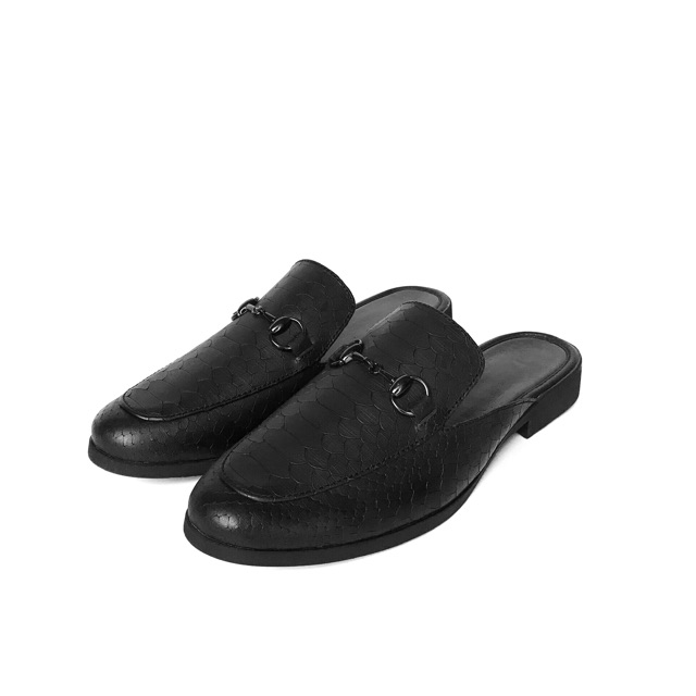 Giày sục da trăn đen TEFOSS HT01 da lì độc lạ và sang trọng size 37-43