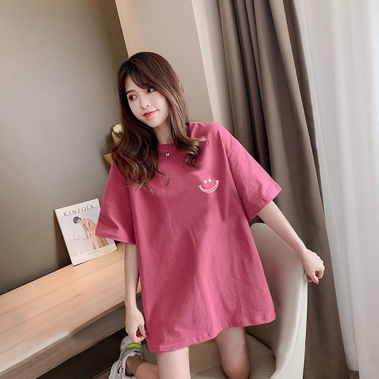 Đầm Thun Cotton Dáng Rộng Tay Ngắn Phong Cách Hàn Quốc Thời Trang Mùa Hè Mới Cho Mẹ Bầu 2021