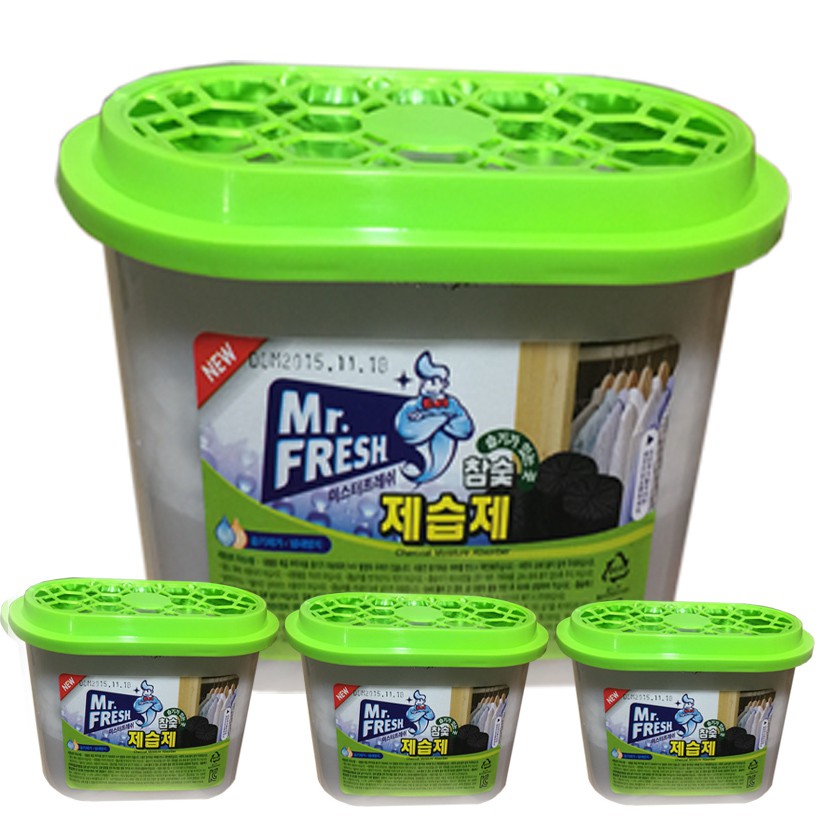 Bộ 3 bình hút ẩm than hoạt tính Mr.Fresh 256g nhập khẩu Hàn quốc