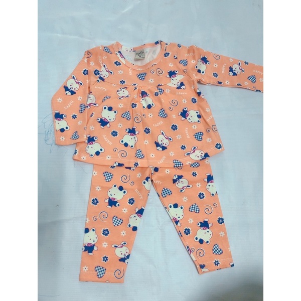 {10-25kg} Bộ cotton dài tay kiểu bánh bèo cho bé gái size nhí