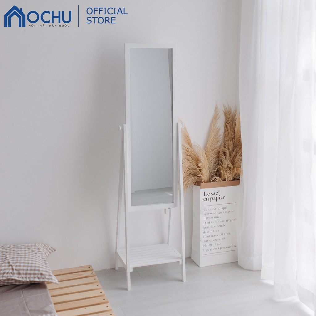 Gương Kệ Soi Toàn Thân Khung Gỗ OCHU - Mirror Shelf - White