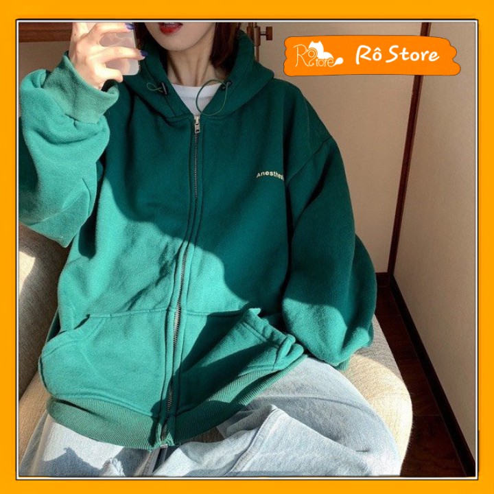 Áo Khoác Nỉ Hoodie Form Rộng Unisex Nam Nữ In Chữ ANES Phong Cách Hiphop Chuẩn Tay Bồng RÔ STORE AK15