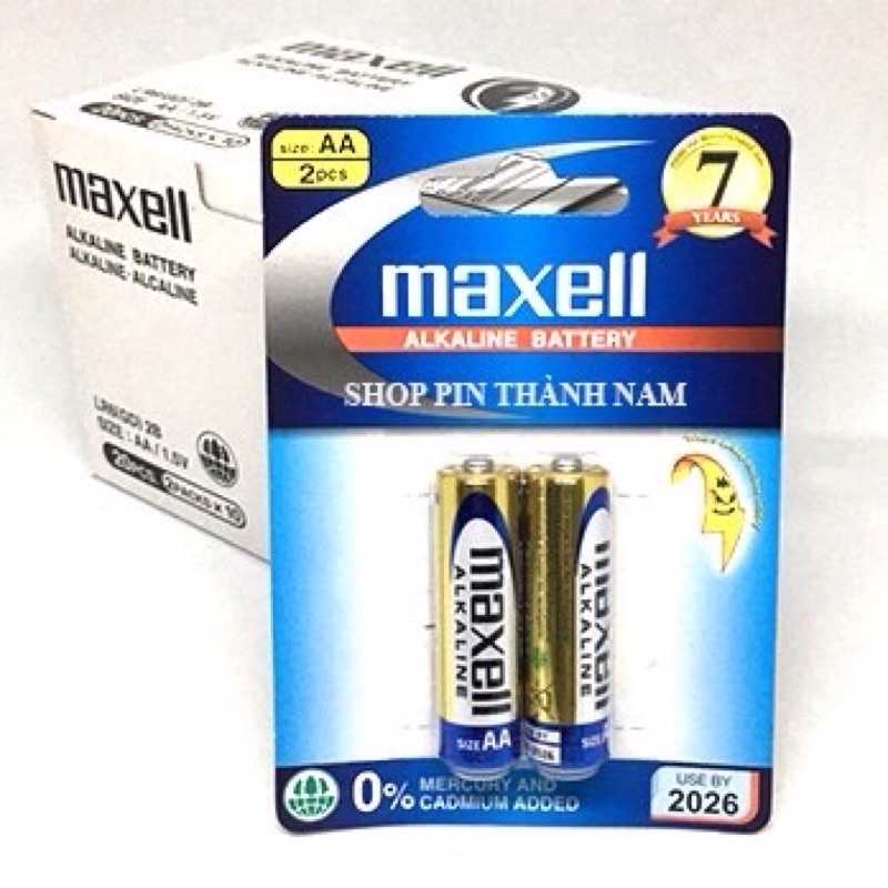 Pin AA (2A), AAA (3A) Maxell alkaline LR6 vỉ 2 viên chính hãng