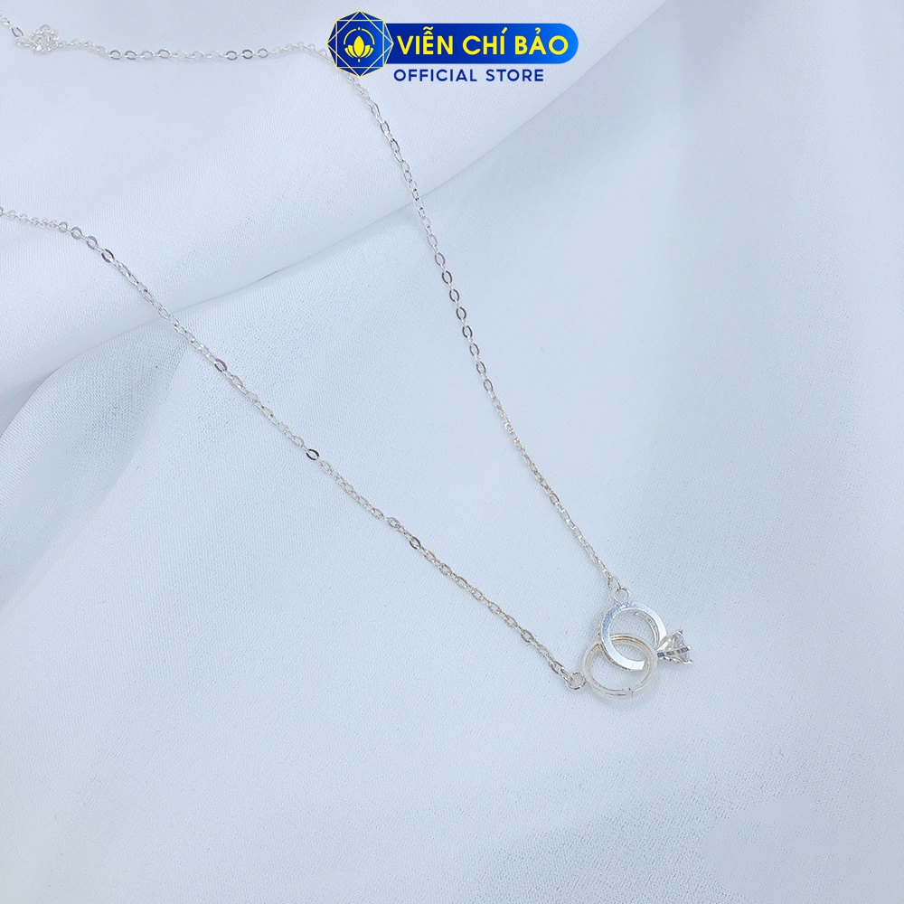 Dây chuyền bạc nữ mặt nhẫn lồng đá trắng chất liệu bạc 925 thời trang phụ kiện trang sức Viễn Chí Bảo D400450x