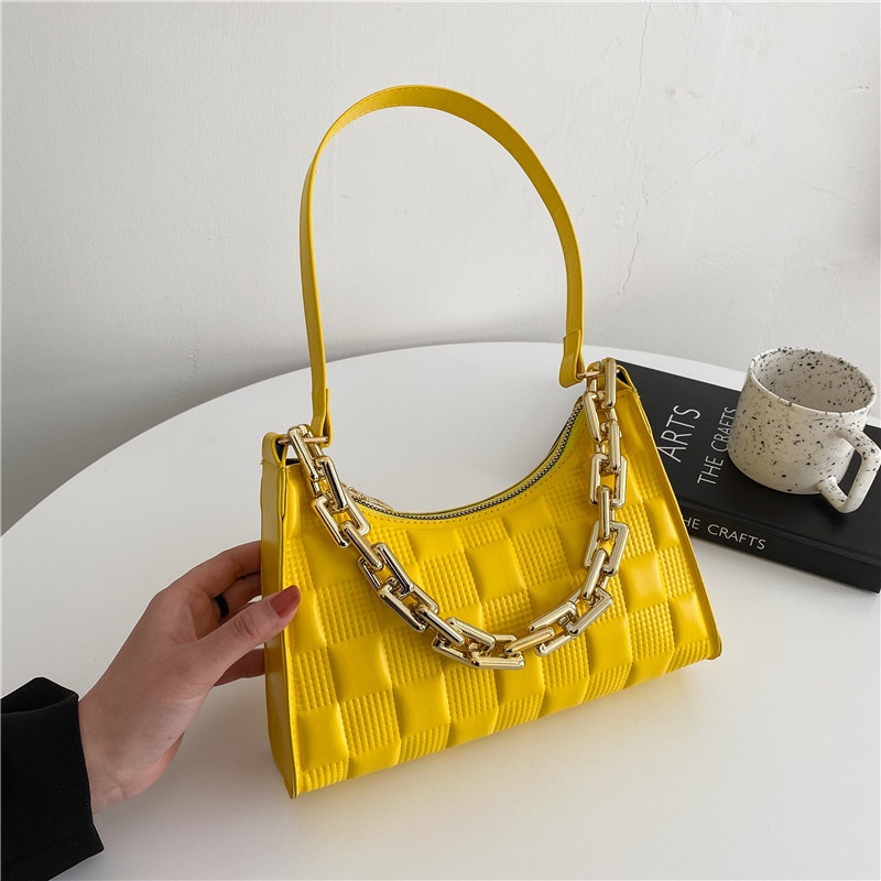 Vintage thick chain jaw print ins square bag under the shoulder bag girl 2021 spring and summer new personality hand-held tide bag