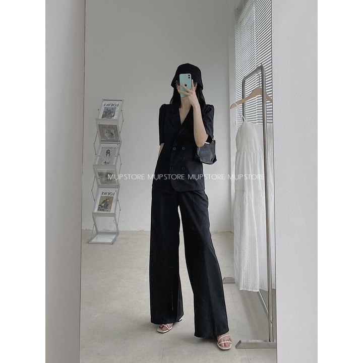 Set áo vest ngắn tay phối quần cullotes