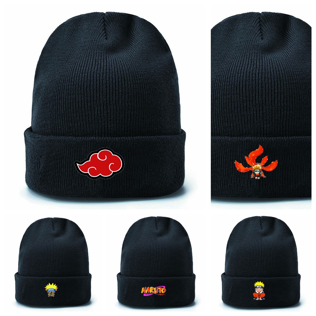 Mũ len Naruto Sasuke anime chibi nón Beanie đội đầu dạng tròn
