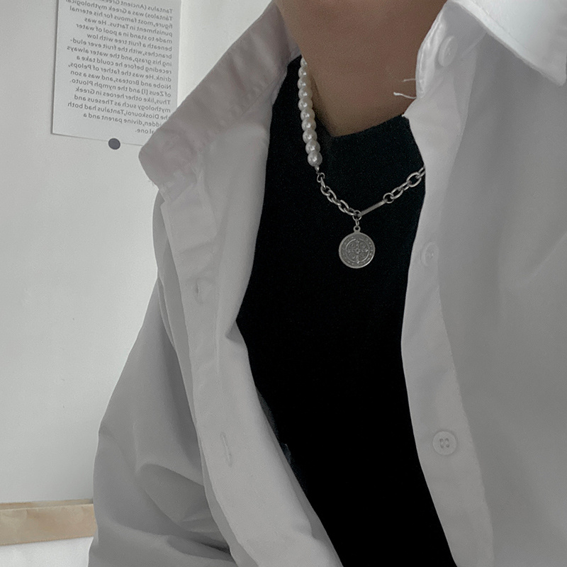 Dây chuyền đính hạt ngọc trai giả phong cách hip hop cổ điển thời trang