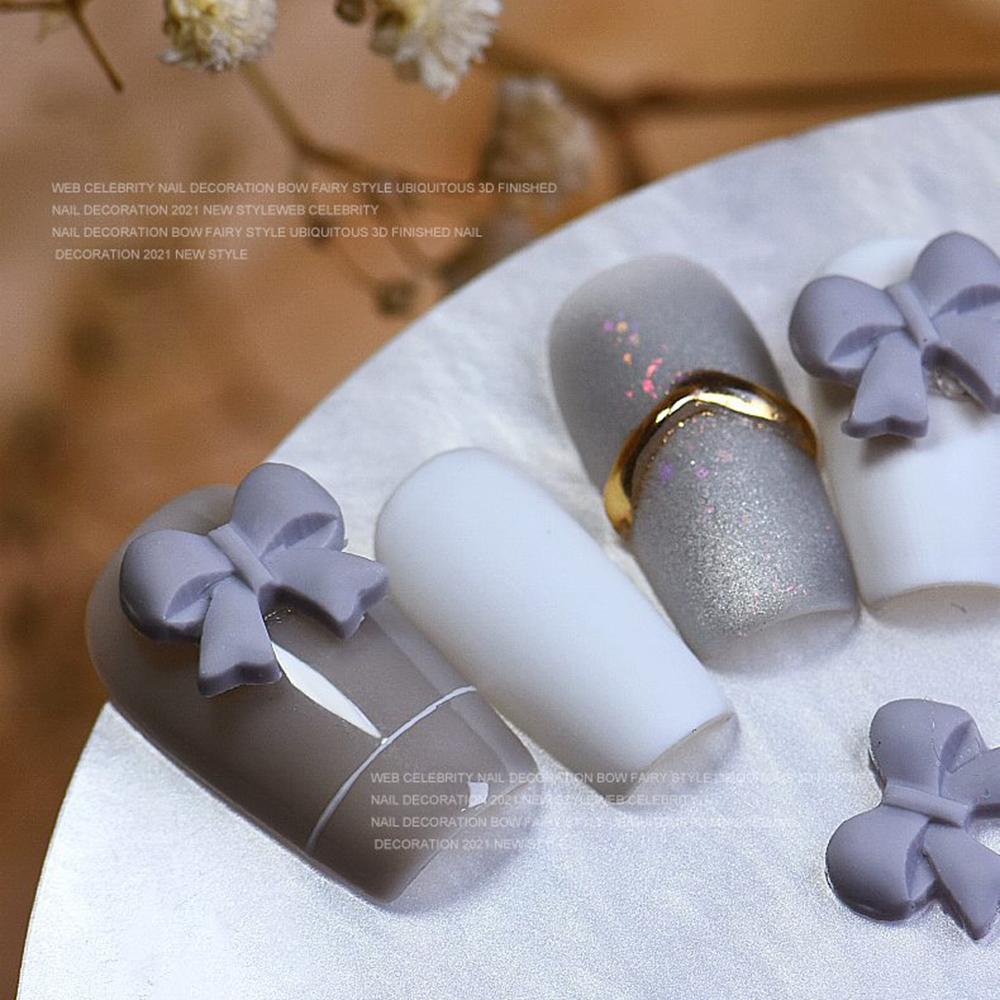 Phụ Kiện Trang Trí Móng Tay Hình Nơ Màu Sắc Cầu Vồng Xinh Xắn