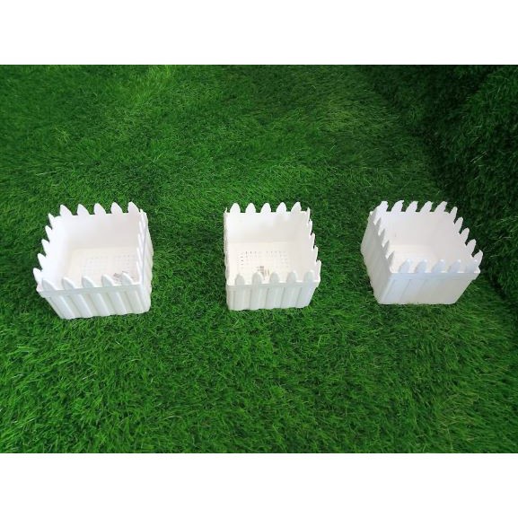 Chậu nhựa hàng rào  xinh xắn, trồng cây để bàn, trồng sen đá