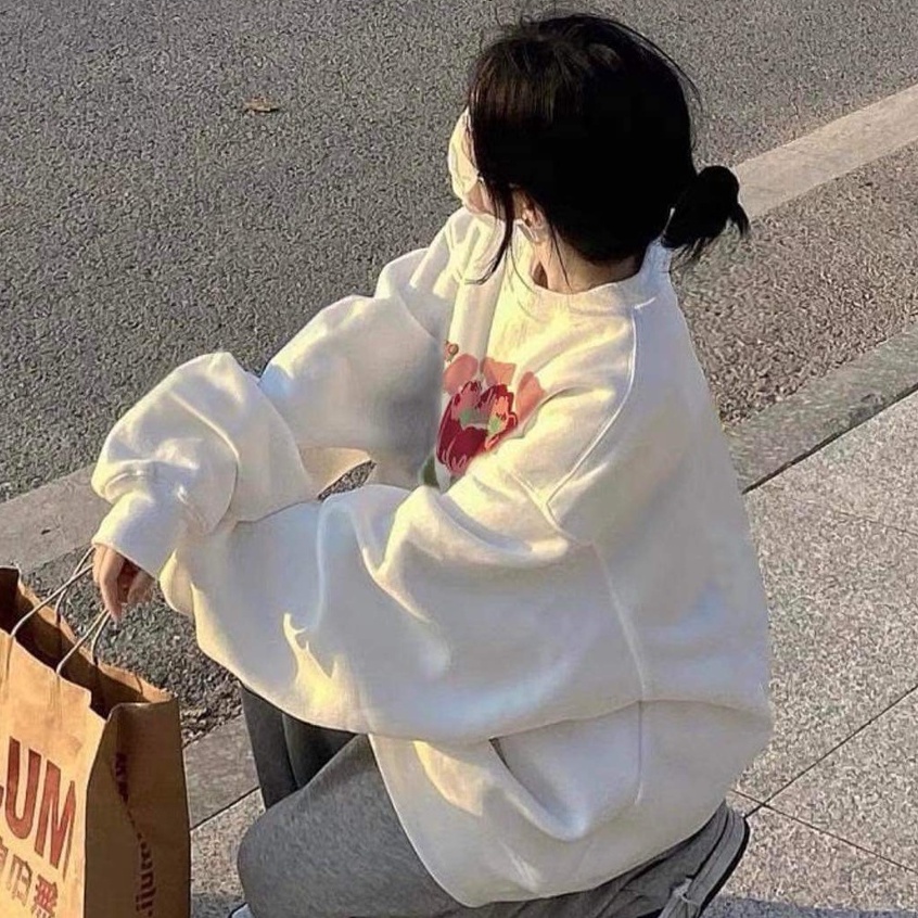 Áo Sweater Hoa Hồng Vintage Unisex Tongkhoanhtu1801   Nỉ Chân Cua Cổ Tròn In 5D Ulzzang Nam Nữ