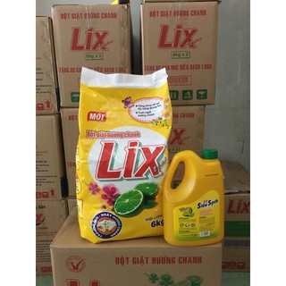 Bot giat lix hương chanh 5,5kg có tặng kèm nước rửa chén hương chanh 750ml