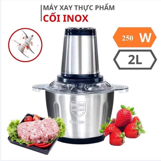 XẢ KHO Máy xay thịt, máy xay đa năng, công suất 250W, cối inox304, 4 lưỡi dao sắc bén-DATHANG168