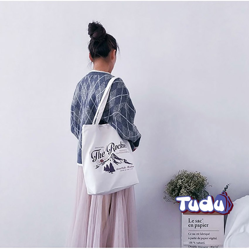 Túi Vải Canvas, Túi Tote Ulzzang Có Dây Kéo Mẫu Cơ Bản Đựng Đồ Tiện Dụng CN225