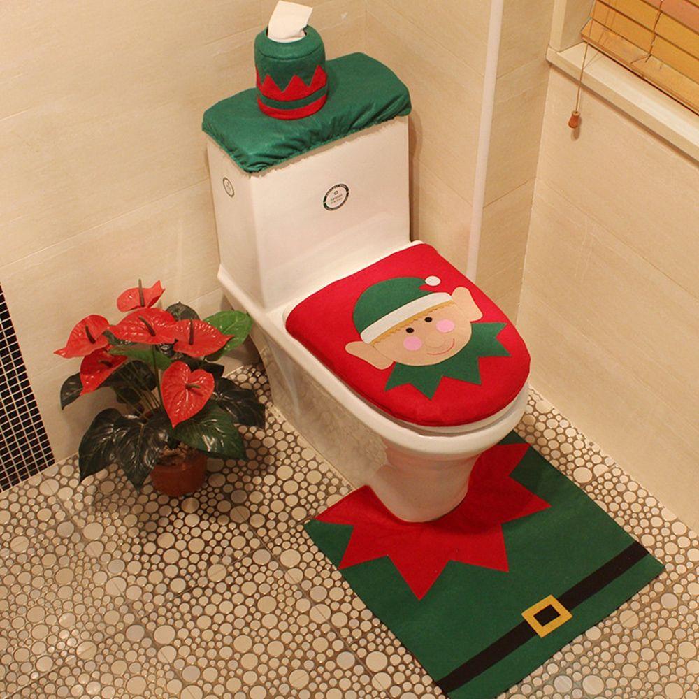 Vỏ Bọc Bệ Ngồi Toilet In Hình Người Tuyết Dễ Thương Trang Trí Giáng Sinh Ốp