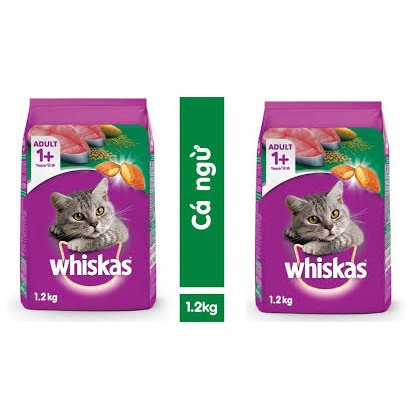 2 gói thức ăn mèo whiskas vị cá ngừ gói 1.2kg