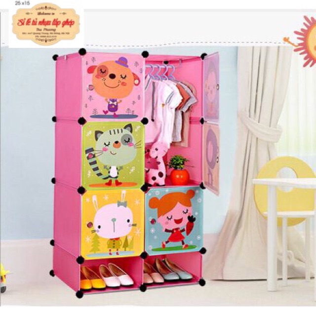 TỦ NHỰA QUẦN ÁO LẮP GHÉP 6+2 Ô GIÀY SIZE SÂU 47cm. Tặng kèm 1 treo đồ