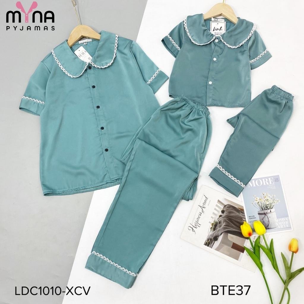 Đồ bộ pijama mẹ bé, bộ cộc tay quần dài, hàng có size, ảnh chụp thật