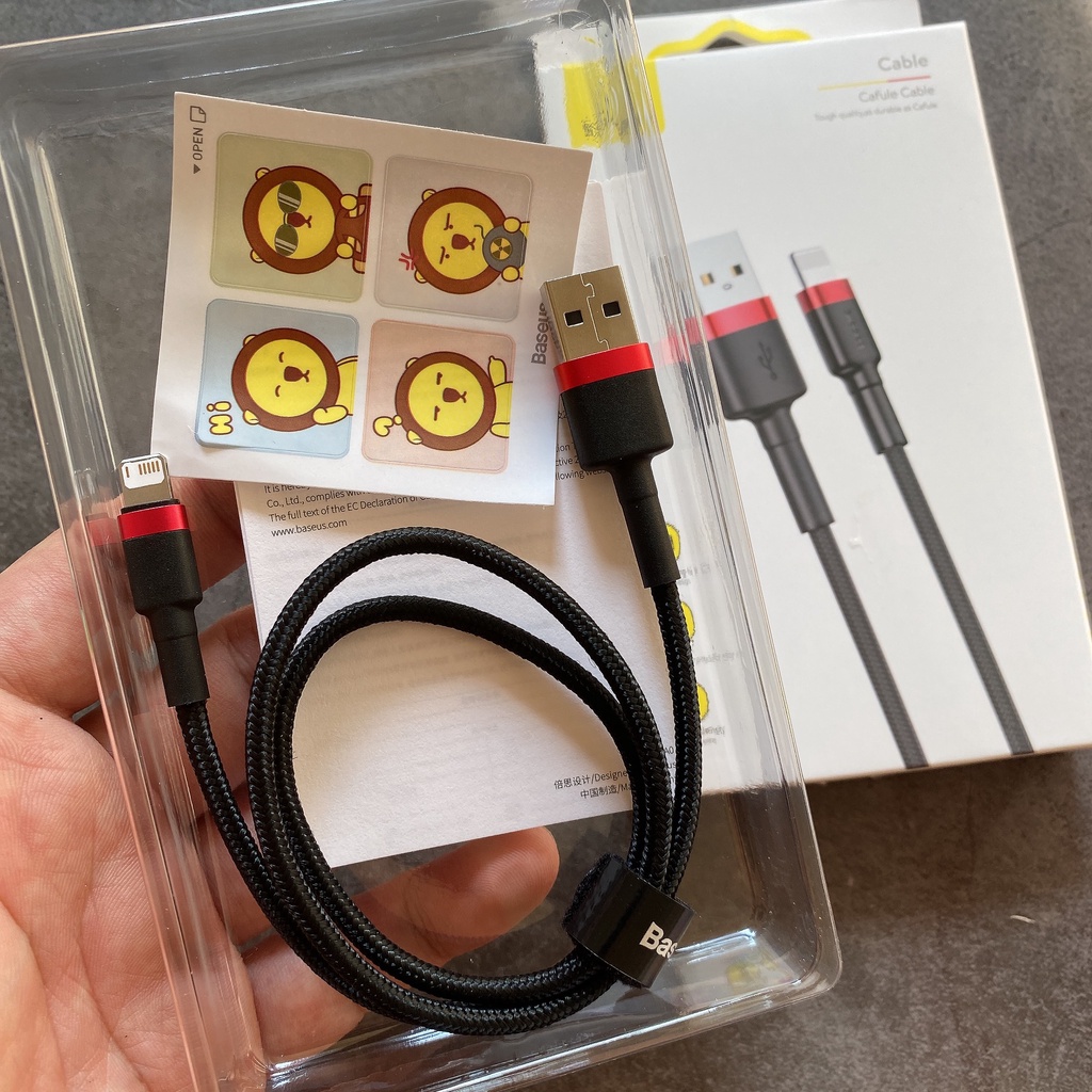 Cáp ngắn Baseus 50Cm Usb to Lighting sạc 12W cho IP dùng kèm Pin dự phòng - Mã Cafule 0.5M