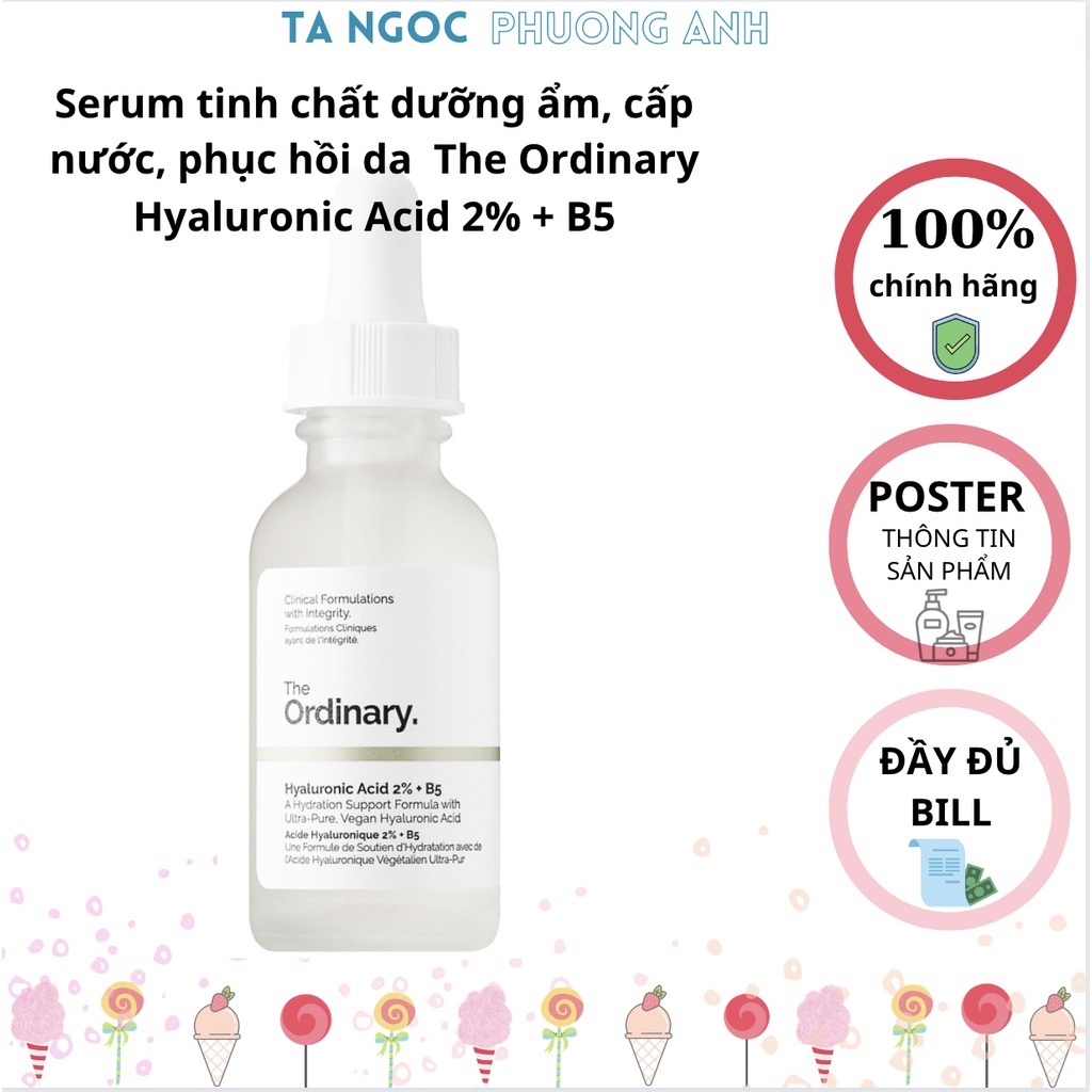 Serum dưỡng ẩm THE ORDINARY HYALURONIC ACID 2% phục hồi da, cấp nước
