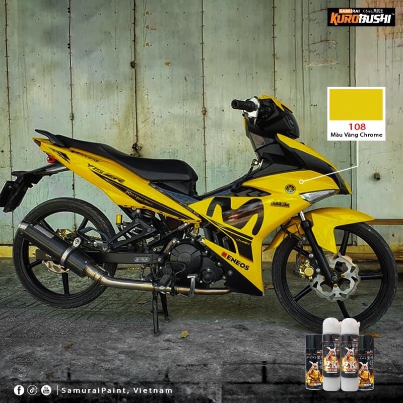 108 _ Chai sơn xịt sơn xe máy Samurai 108 màu vàng crome shop uy tín, giao nhanh, giá rẻ