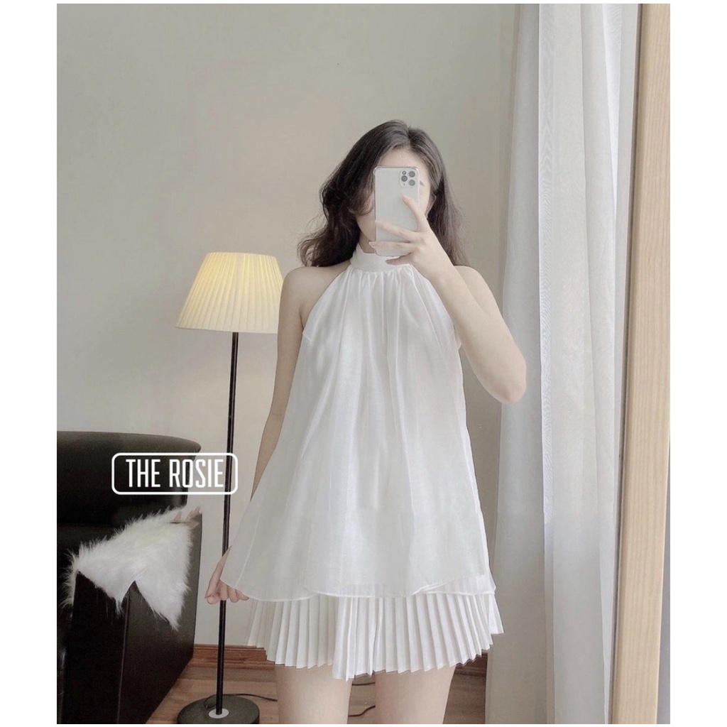 Áo cổ yếm buộc nơ voan tơ thiết kề trẻ trung tiêu thư điệu đà phong cách NOWSTORE  284