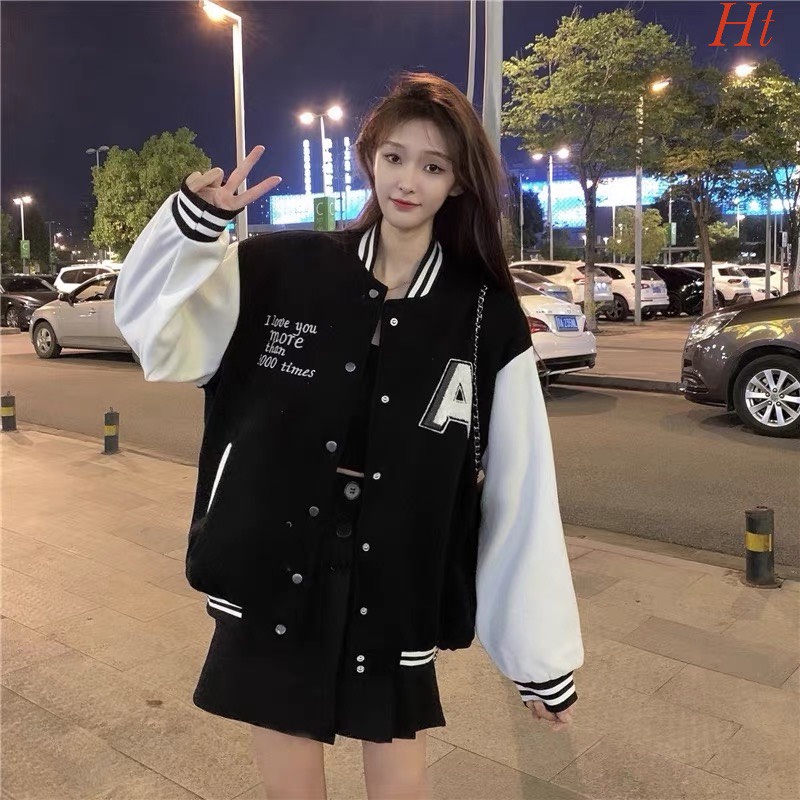 Áo bomber Varsity Jacket nỉ nam nữ khoác ngoài 2 lớp dày form rộng chữ A unisex bóng chày cao cấp chống nắng