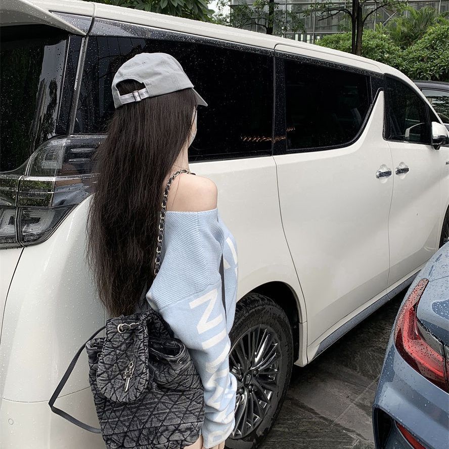 Áo Dệt Kim Trễ Vai Tay Dài Phong Cách Mùa Thu Mới