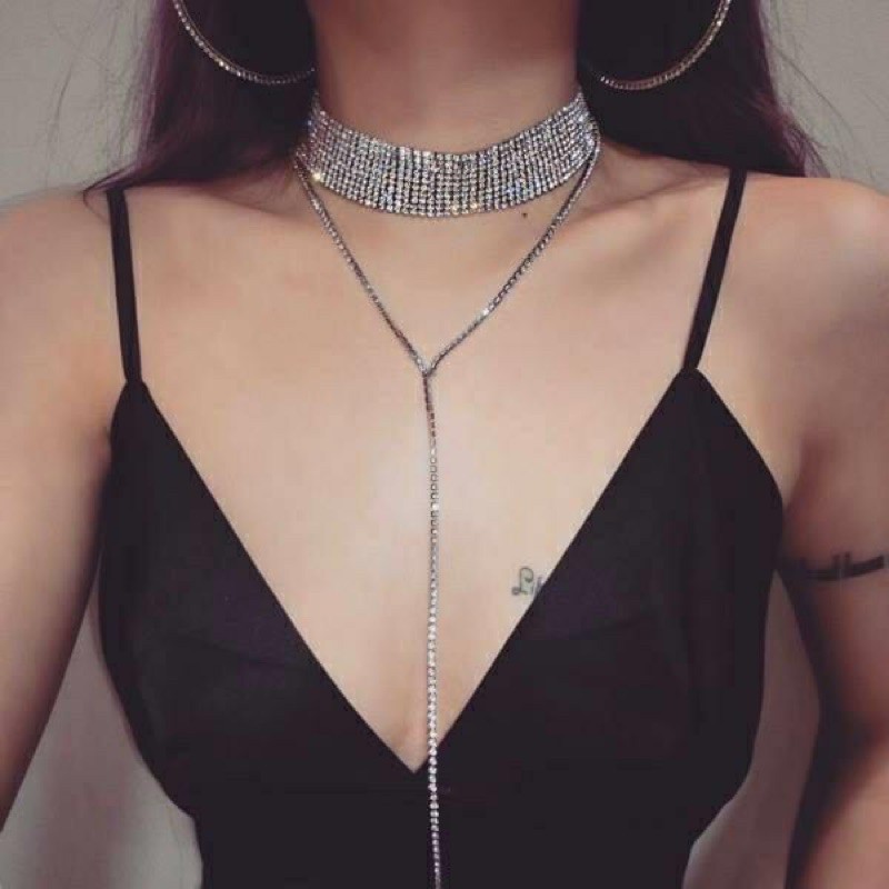 VÒNG CỔ ĐÍNH ĐÁ DÂY DÀI CHỮ Y