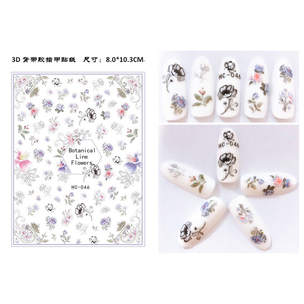 Sticker dán móng nghệ thuật hoa lá(5)
