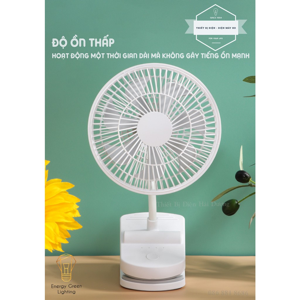 Quạt Tích Điện F1S Vừa Để Bàn - Vừa Kẹp Trên Bề Mặt - 4 Tốc Độ Gió Siêu Mát - Pin 2000mAh - Bảo Hành 1 Năm - Có Video