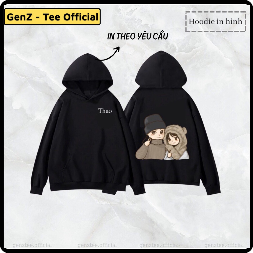 Áo Hoodie Nỉ Dài Tay In Hình Cá Nhân Theo Yêu Cầu Hai Màu Trắng Đen Đủ Size Mới Nhất