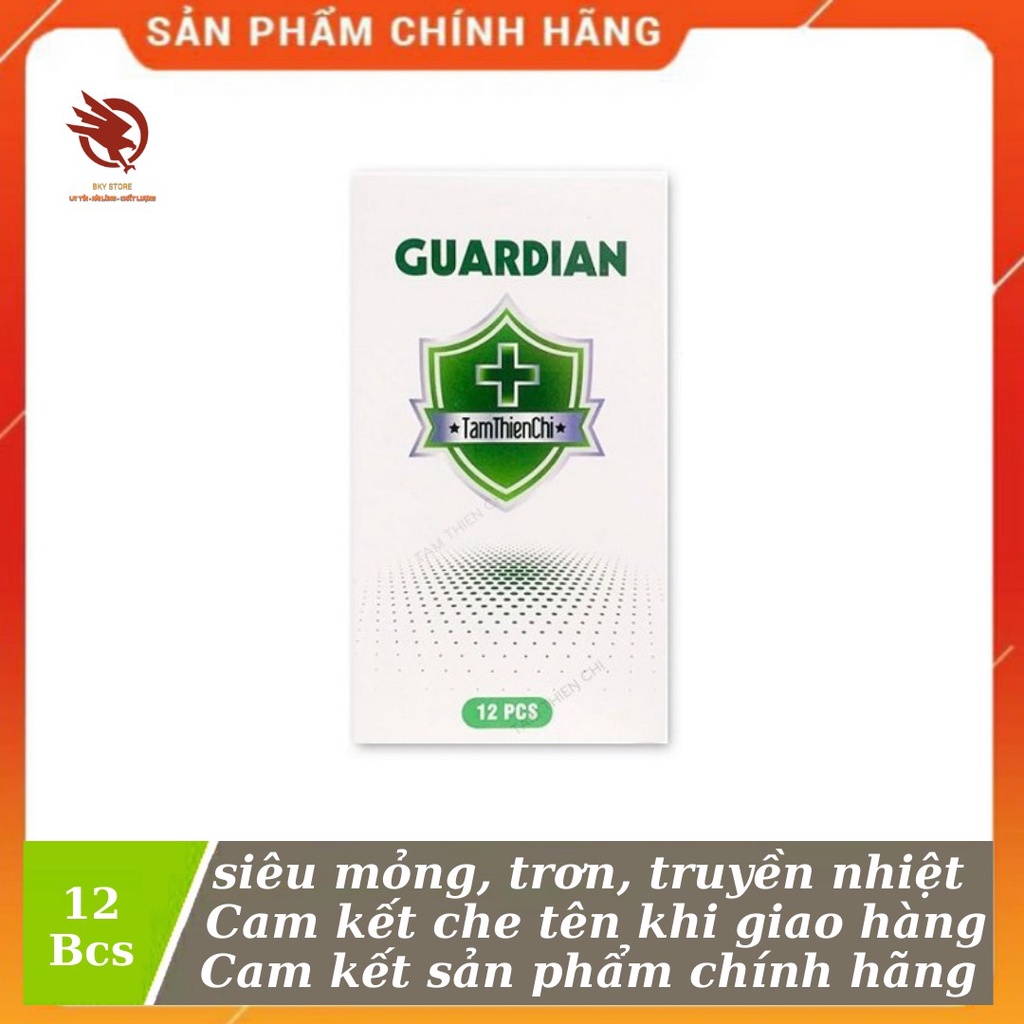 [ CHÍNH HÃNG ] - Bao cao su Tâm Thiện Chí Guardian siêu mỏng, trơn, truyền nhiệt, Ôm khít - Hộp 12 cái