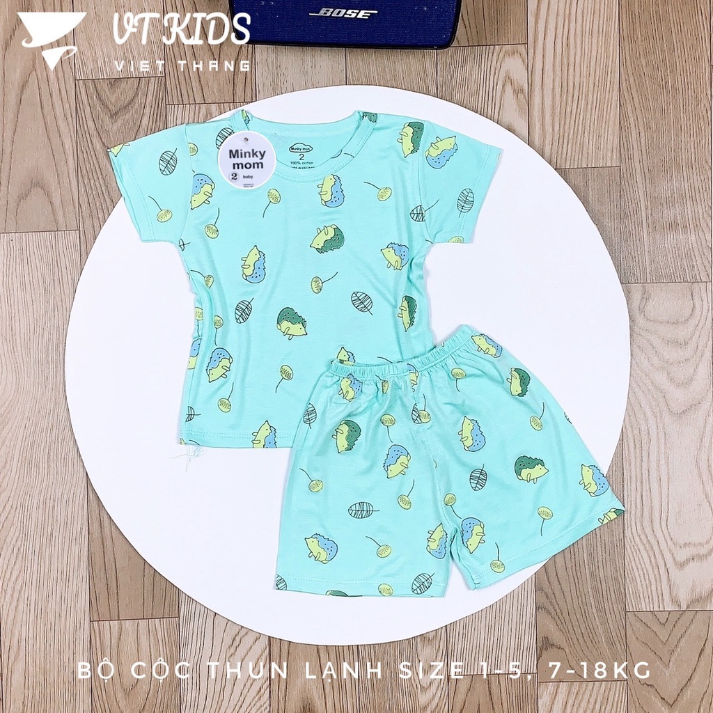 Bộ mặc hè cho bé, bộ cộc bé trai và bé gái chất cotton thun lạnh loại 1 size 7-18kg