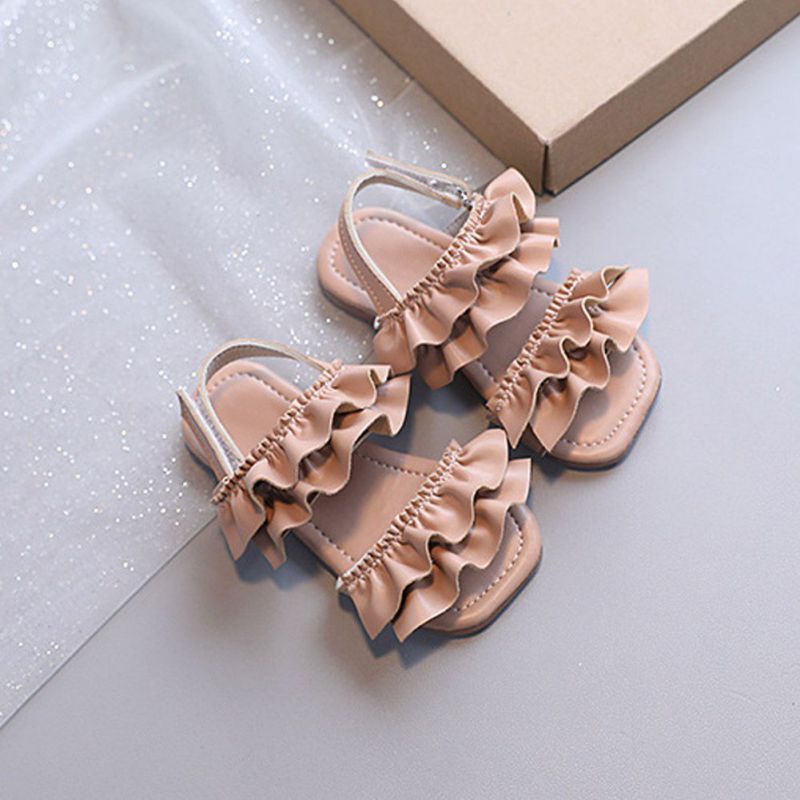 Giày Sandal Công Chúa Đế Mềm Hở Ngón Phối Ren Kiểu Hàn Quốc Cho Bé Gái