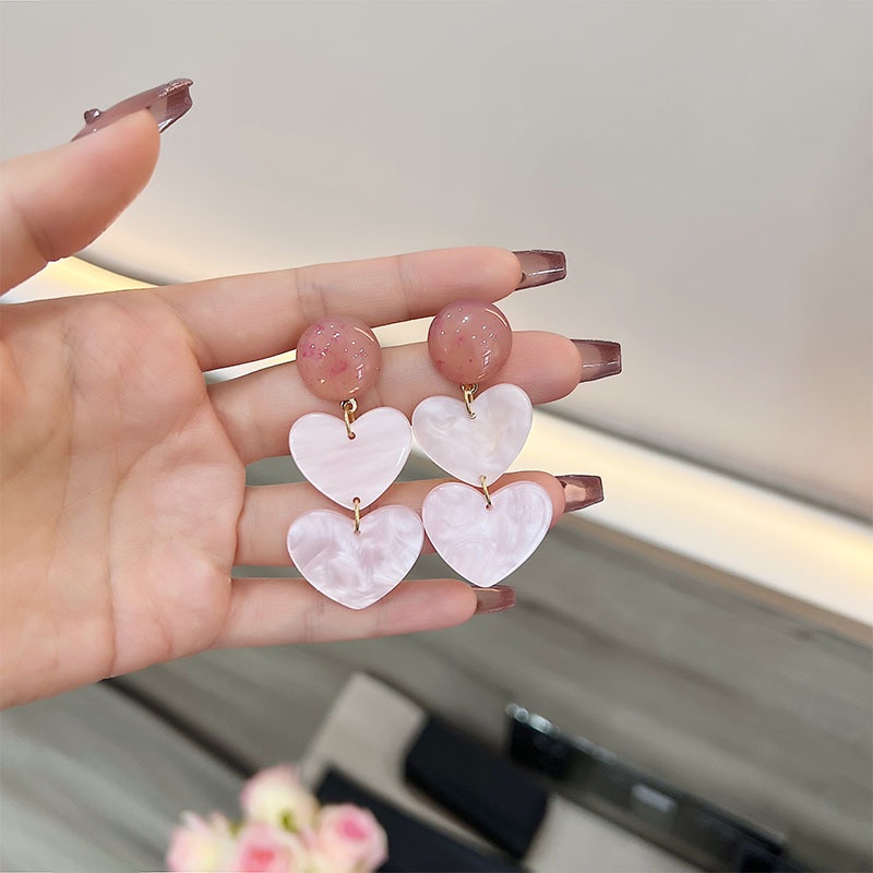 Khuyên tai kẹp không bấm lỗ chốt cố định K131 bằng hợp kim mạ vàng hình trái tim bigsize dáng dài Leous Accessories