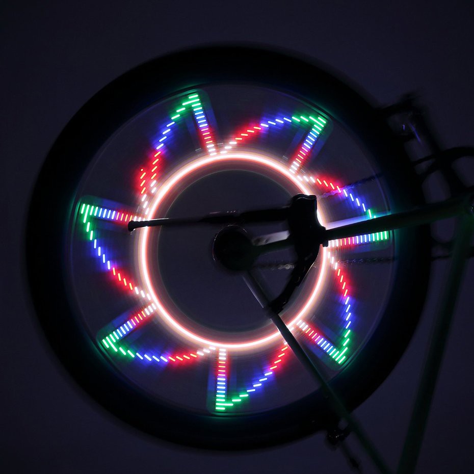 AIOⒶ Bộ đèn gắn ở bánh xe đạp, bao gồm 32 bóng đèn LED,  ánh sáng có hoạt tiết cầu vồng