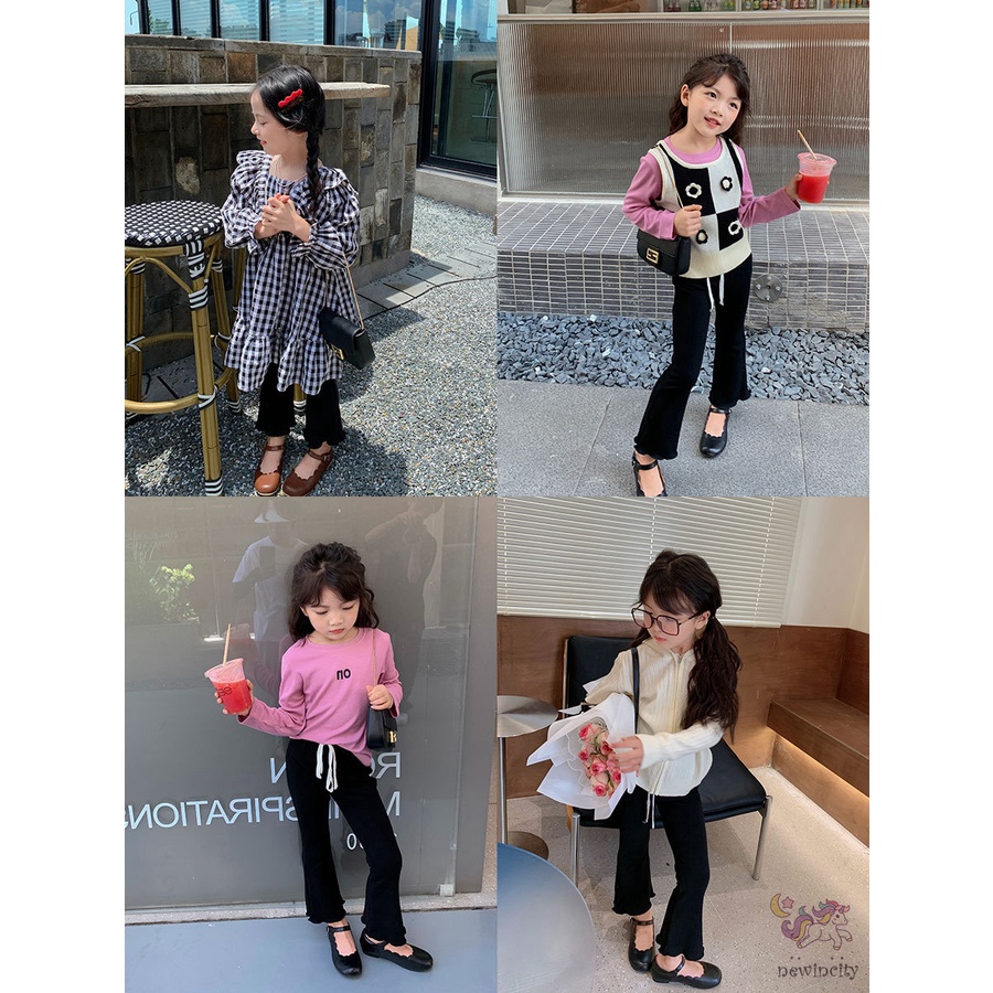 Quần Dệt Kim Ống Loe Xinh Xắn Thân Thiện Với Da Cho Bé Gái