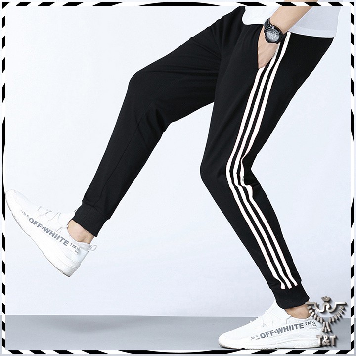 Quần jogger Thể Thao Thun Lạnh 3 Sọc Thu Đông Co Giãn Ống Bo Nam Nữ UNISEX QTT02