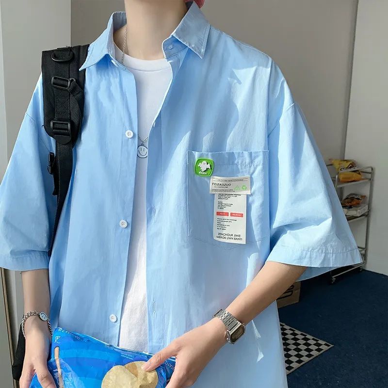 Áo Sơ Mi plussize Màu Xanh Lá Cây Phong Cách Cityboy Nhật Bản Cao Cấp Cho Nam